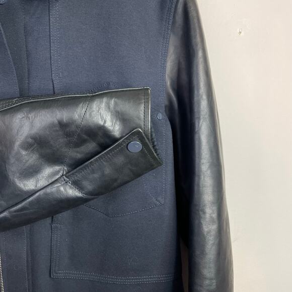 OAMC Over All Master Cloth Director Coat Jacket Cotton Leather Navy Blue Mens M - Picture 7 of 16